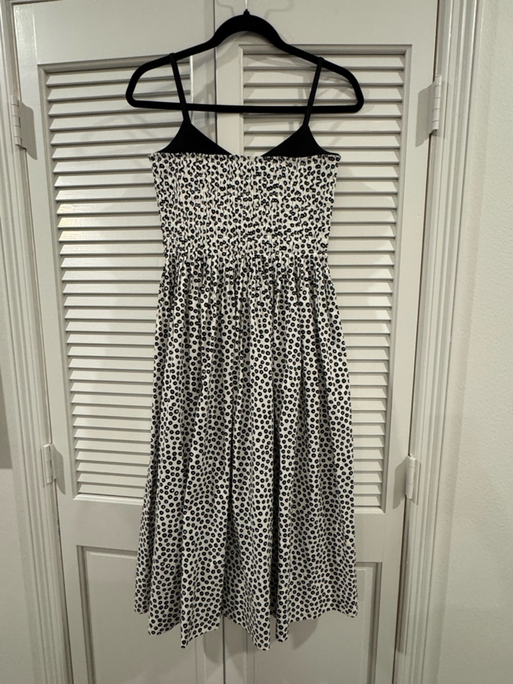 La Ligne Black and White Spotted Midi Dress